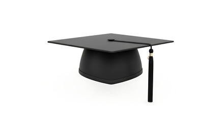 A black graduation cap with a tassel on a white background symbolizing academic achievement and success ai generated