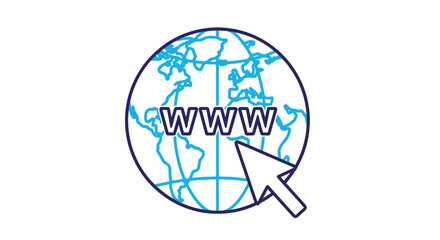 A blue world globe with a cursor overlay a striking silhouette