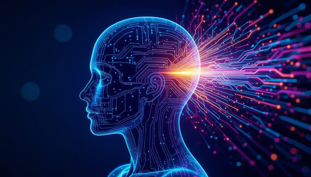 Digital Mind Neural Network Concept of Futuristic Thinking and Artificial Intelligence