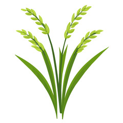 clipart, Minimalistic 2D flat icon featuring a rice plants isolated on a white background, an element in vector and EPS format. clean vector design, simple illustration style