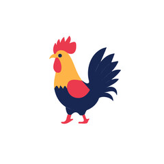 clipart, Minimalistic 2D flat icon featuring a rooster isolated on a white background, an element in vector and EPS format. clean vector design, simple illustration style