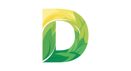Letter d logo with green leaves