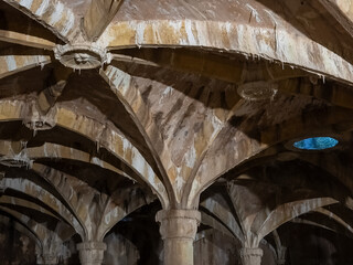 Close-up of historic water cistern ceiling