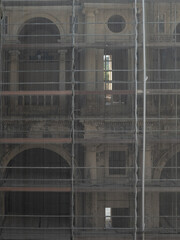 Scaffolding covering palace restoration building works