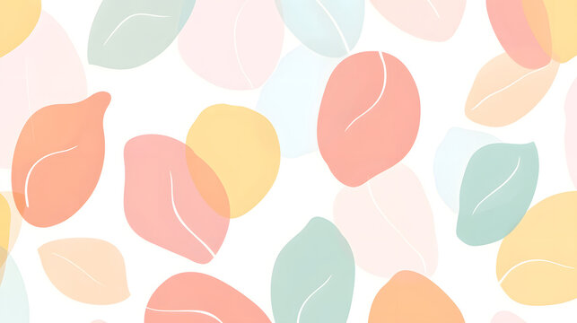 This image features colorful abstract leaf shapes on a white background, creating a soft and artistic pattern.