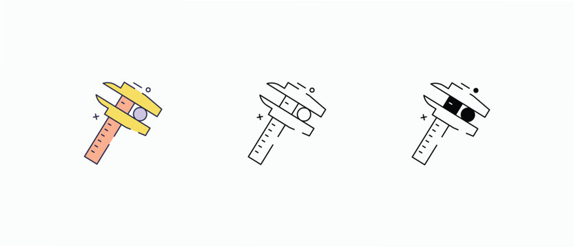 Vernier Caliper icons set vector stock illustration