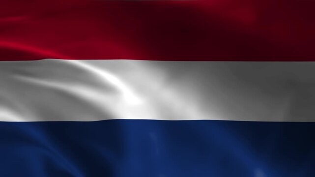 national flag of netherlands with red white and blue horizontal stripes waving fabric texture in realistic style