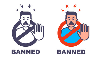 Man showing stop sign. Flat illustration.