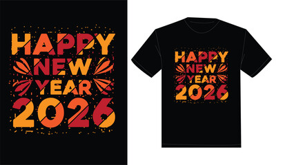 Print ready happy new year typography t-shirt design