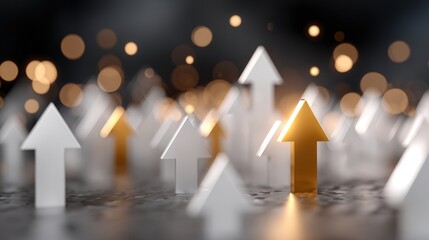 Abstract 3D Arrows with Golden Arrow Symbolizing Success and Progress