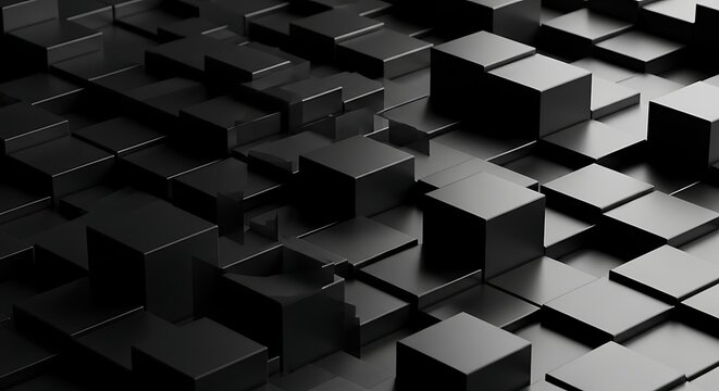 Abstract 3D geometric pattern of dark cubes and blocks image photo