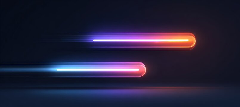 Futuristic UI Design with Two Glowing Progress Bars Racing Forward