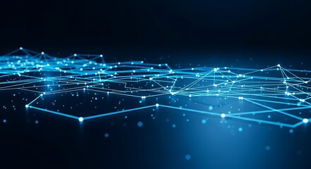 Blue Digital Network Connections with Glowing Nodes technology data