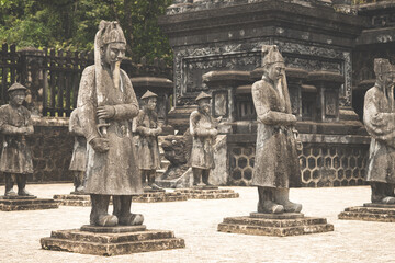 Statues at the tomb of Emperor Khai Dinh, mausoleum in Hue province, Vietnam