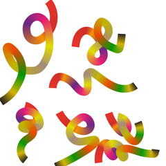 Abstract colorful gradient ribbons and swirls isolated on white background, decorative elements for design