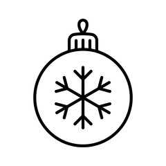 Christmas ball icon. Black outline linear silhouette. Editable strokes. Front and side view. Vector simple flat graphic illustration. Isolated object on a white background.