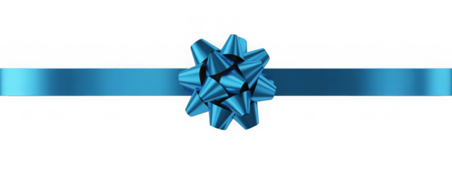 Vector decorative shiny gift blue ribbon with tied bow design element isolated on white background
