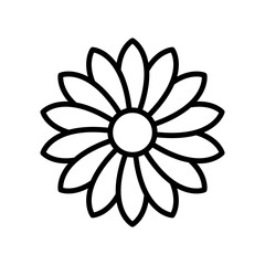 Flower icon. Black outline linear silhouette. Editable strokes. Front view. Vector simple flat graphic illustration. Isolated object on a white background.