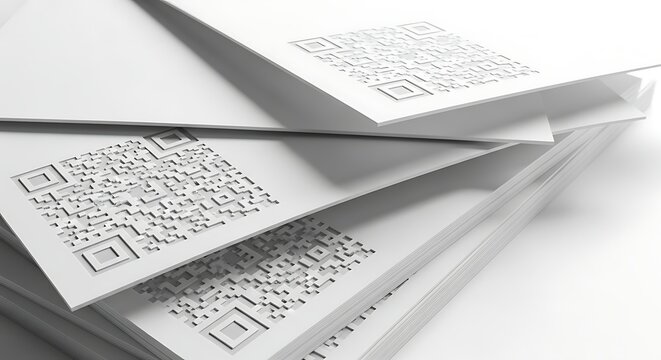 Stack of White Papers with Embossed QR Codes qr code scanning