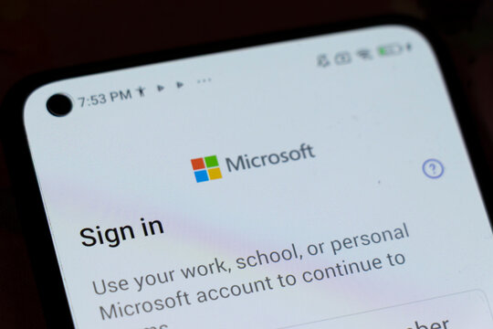 Warsaw, Poland - November 6, 2025: Close-up of a smartphone screen displaying the Microsoft sign-in page, emphasizing the importance of digital access in modern life.