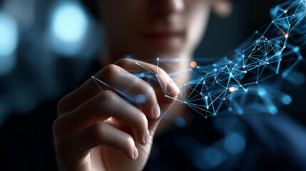 Technology and network concept visualization faceless composition defocused digital background with connection lines abstract tech theme innovative networking representation