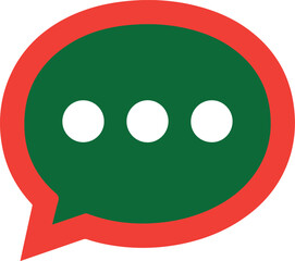 Green speech bubble with red outline and three white dots chat message vector illustration EPS file download.
