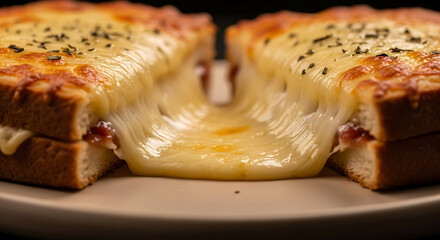 Indulge in a delicious, gooey grilled cheese sandwich, melting cheese and crusty bread perfect for comfort food cravings, a yummy snack, quick meal ideas and fast food inspiration for lunch