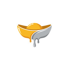 Melting gold ingot with dripping liquid, symbolizing financial instability.