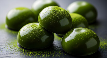 Delicious green tea matcha chocolates for a decadent dessert experience, perfect for food blogs, culinary designs, and promoting healthy indulgence with vibrant and elegant treats