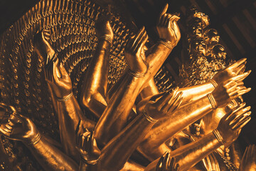 Golden Buddha statues at Bai Dinh pagoda, Ninh Binh, Vietnam