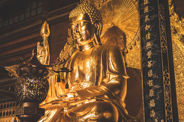 Golden Buddha statues at Bai Dinh pagoda, Ninh Binh, Vietnam