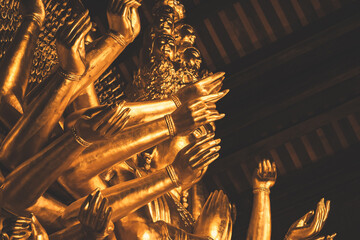 Golden Buddha statues at Bai Dinh pagoda, Ninh Binh, Vietnam