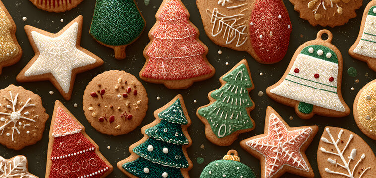 Set of cute cookies christmas gingerbread holiday clipart decoration flat illustration