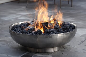 Stainless Steel Fire Pit in a Cozy Backyard Setting for Warm Gatherings and Outdoor Entertainment