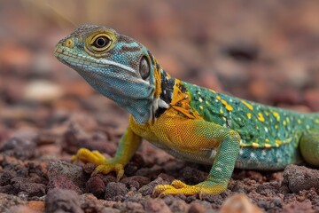Obraz premium Vibrant Male Eastern Collared Lizard in Natural Habitat: A Stunning Display of Reptilian Beauty
