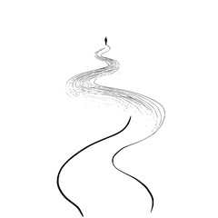 Fototapeta premium Minimalist art print of a person walking on a winding path illustration vector graphic design art drawing