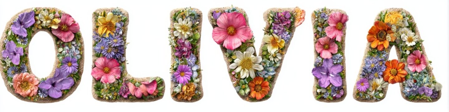 Olivia: Paper Craft Name Adorned with Blossom Accents for a Springtime Feel
