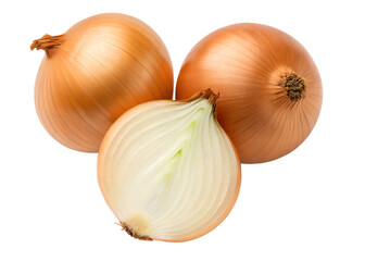 onions isolated on transparent white background full depth of field clipping path 