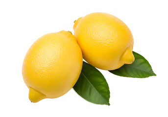 lemons isolated on transparent white background full depth of field clipping path 