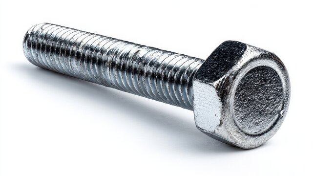 Three-Dimensional Carriage Bolt: Hardware Object Isolated on White Background with Close-Up Detail