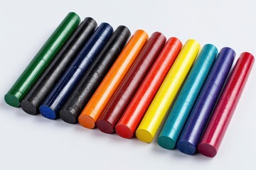 Fototapeta premium Vibrant Kredki: A Collection of Colourful Crayons Perfect for Drawing in School