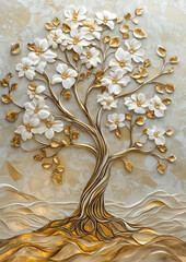 Elegant Tree of Life in Neutral Tones for Decorating Soft Environments