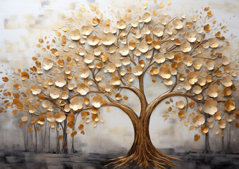 Elegant Tree of Life in Neutral Tones for Decorating Soft Environments