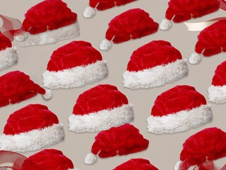 Festive Santa hats create joyful holiday spirit, perfect for Christmas promotions and seasonal greetings, evoking warmth and cheer