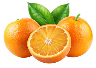 oranges isolated on transparent white background full depth of field clipping path 
