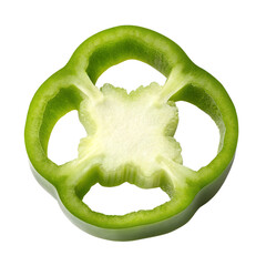 green bell peppers isolated on transparent white background full depth of field clipping path 