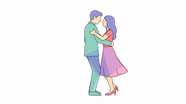 Couple dancing closely together, pastel illustration, representing love and connection