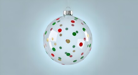 Colorful Polka Dot Glass Ornament on Icy Minimal Background