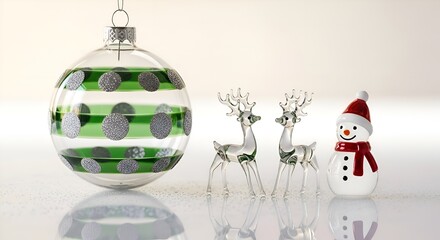 Elegant Clear Christmas Decoration Scene with Icy Minimal Glow