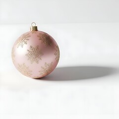 Minimal Blush Pink Ornament with Golden Snowflake Design